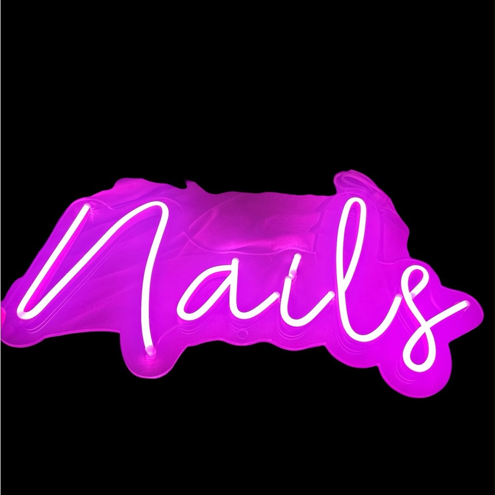 Pink Neon 'Nails' Sign